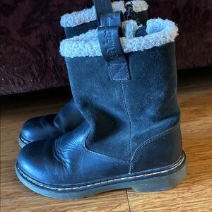 Dr. Martens Black Kids Boots with Cream Trim